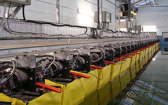 long shot of wave energy measurement paddles